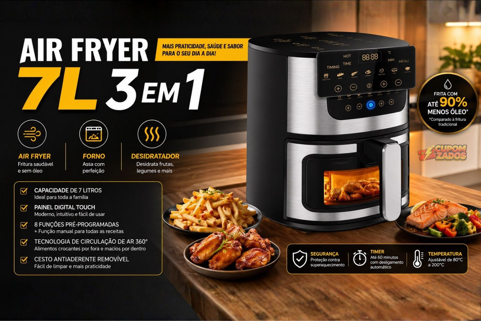 Air Fryer 7L 3em1 Mondial - Garantia Oficial ⚡ na Promoção: Compre Agora ou Espere?